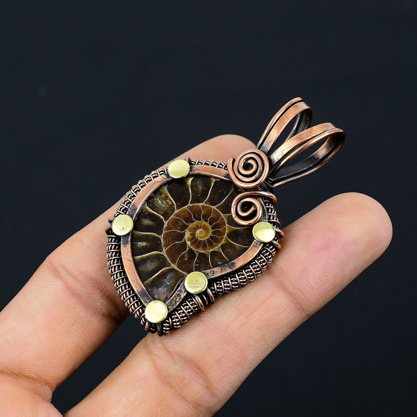 Brown Ammonite Gemstone Pendant
