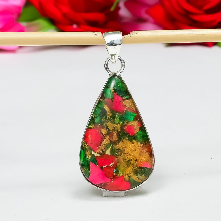 Orange Spiny Oyster Gemstone Pendant