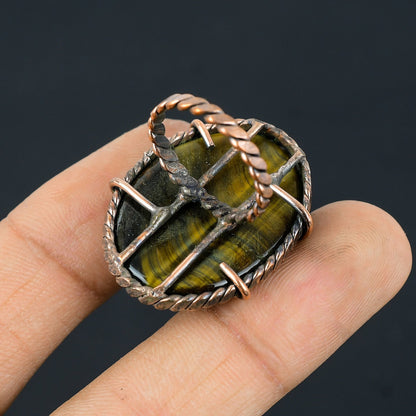 Tiger Eye Copper Gemstone Ring