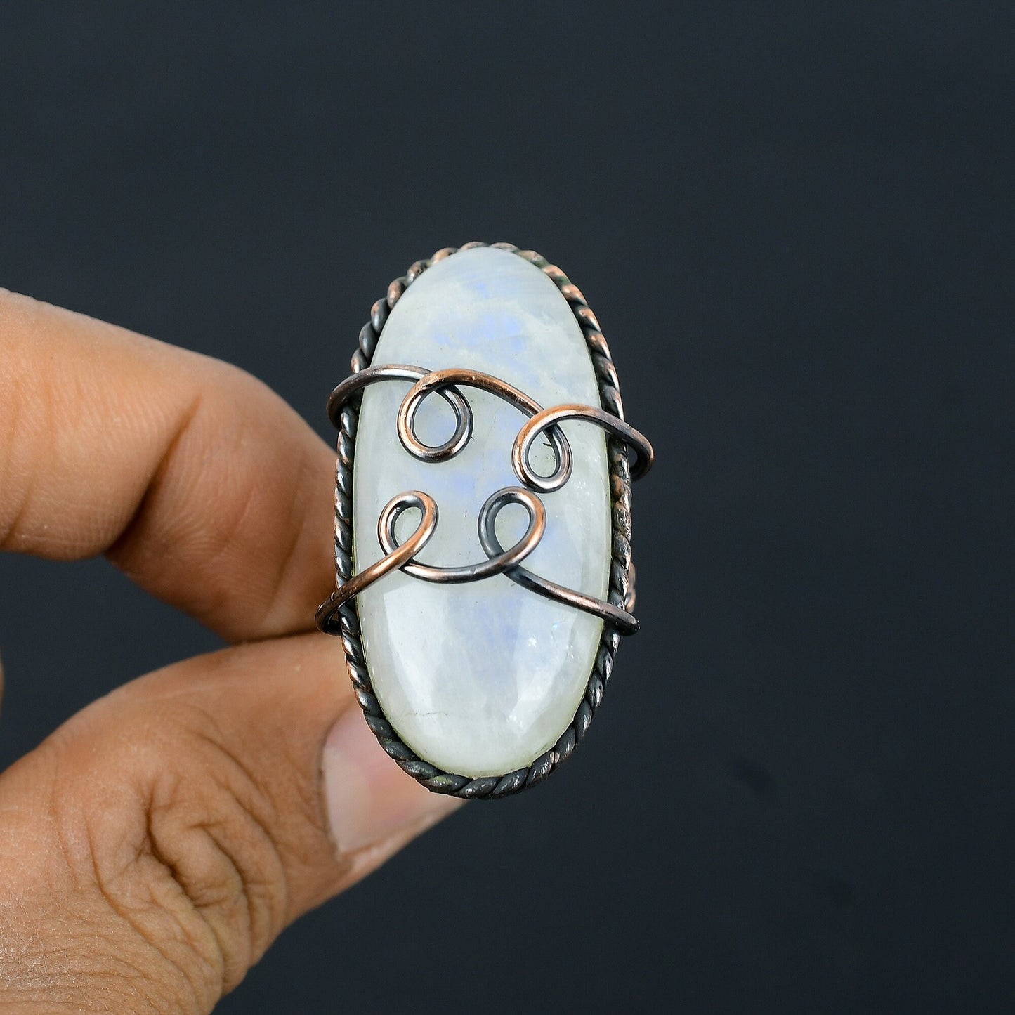 White Moonstone Gemstone Copper Ring