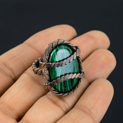Green Malachite Gemstone Ring