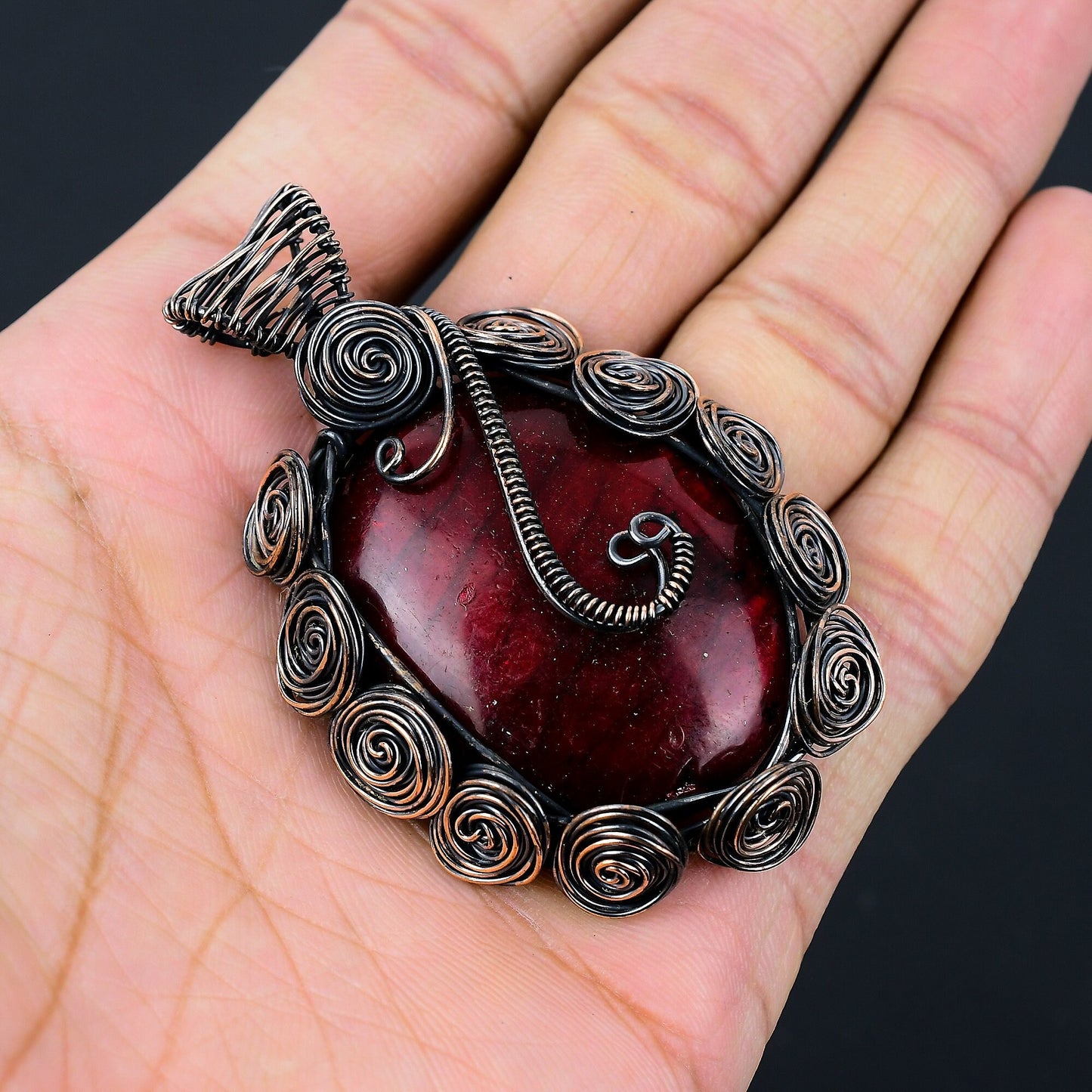 Red Fire Labradorite Gemstone Pendant