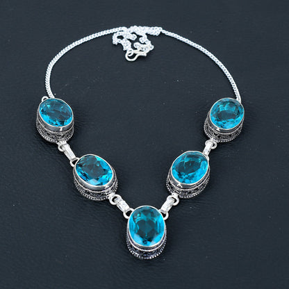 Swiss Blue Topaz Pendant Necklace