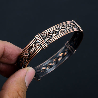 Oxidized Copper Gemstone Cuff Bracelet