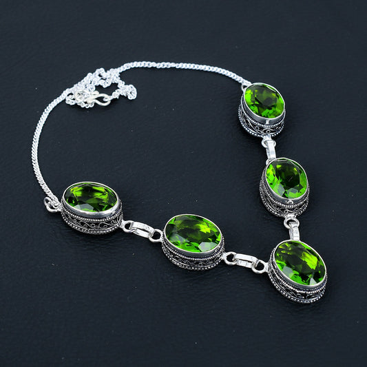 Green Peridot Gemstone Necklace
