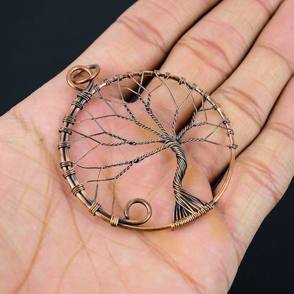Copper Tree of Life Gemstone Pendant
