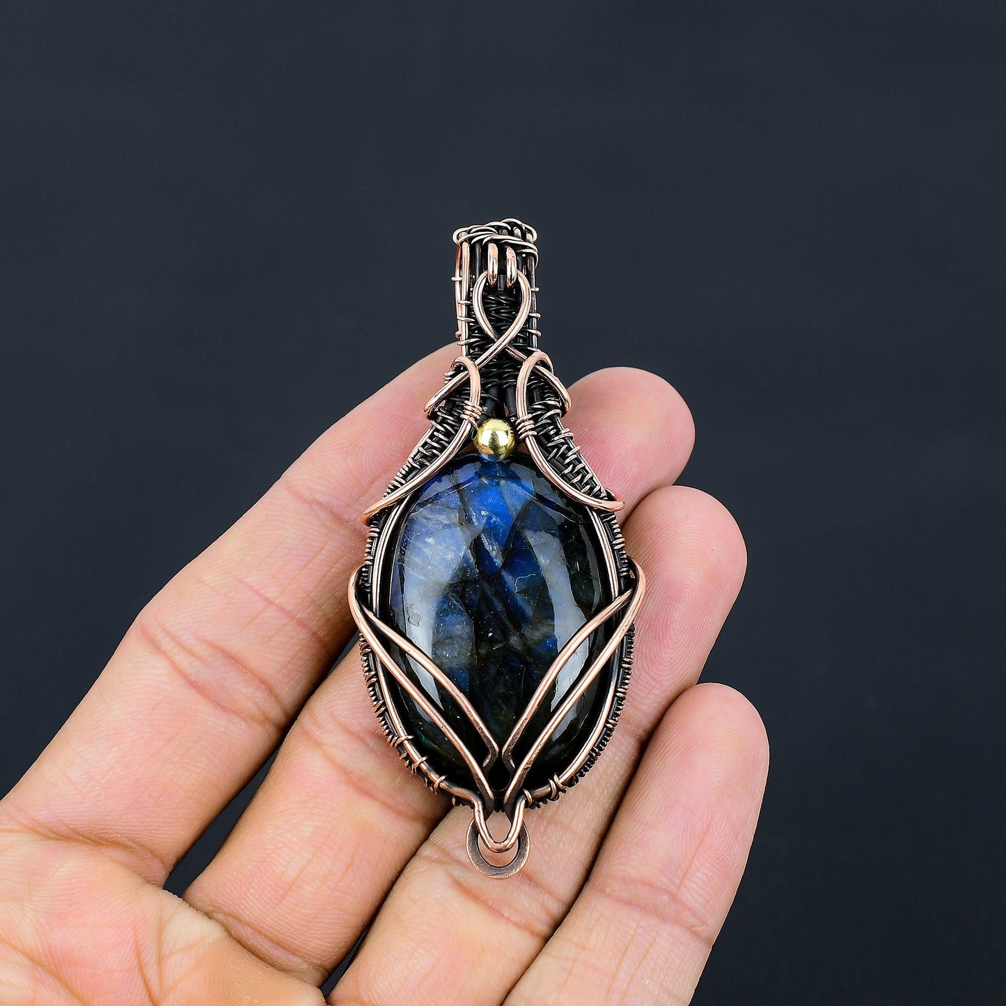Copper Labradorite Gemstone Pendant