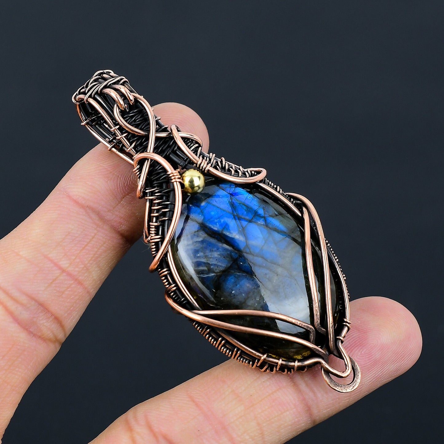Copper Labradorite Gemstone Pendant