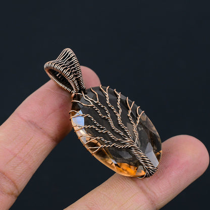 Pink Morganite Gemstone Tree of Life Pendant