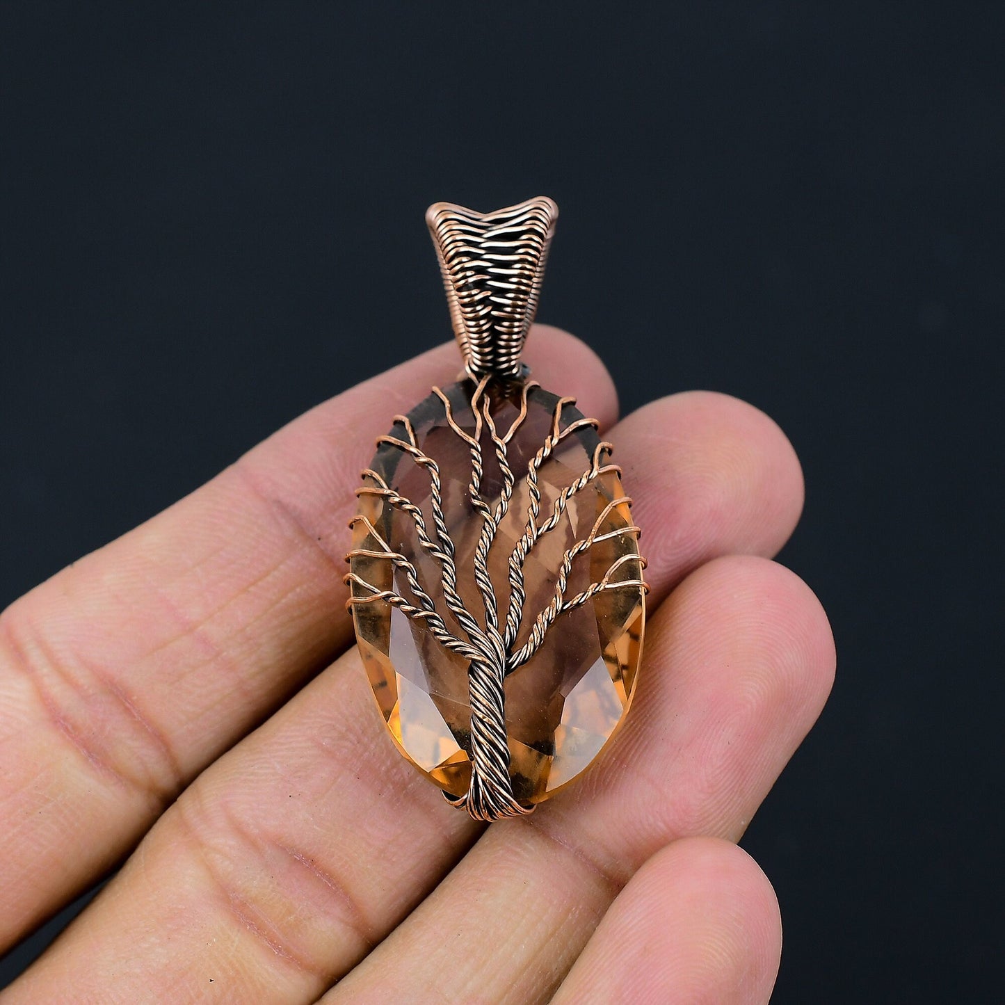 Pink Morganite Gemstone Tree of Life Pendant