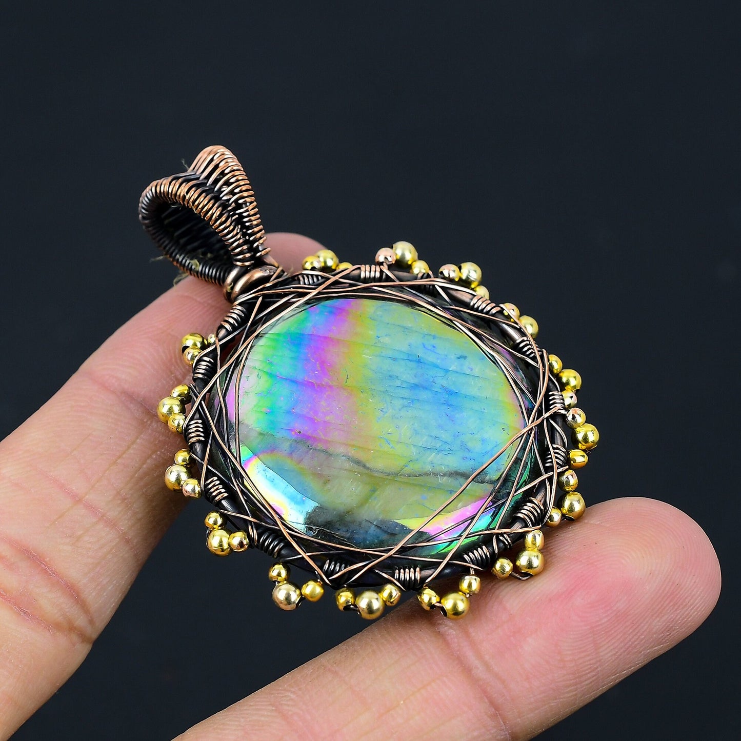 Multi-Flash Labradorite Gemstone Pendant
