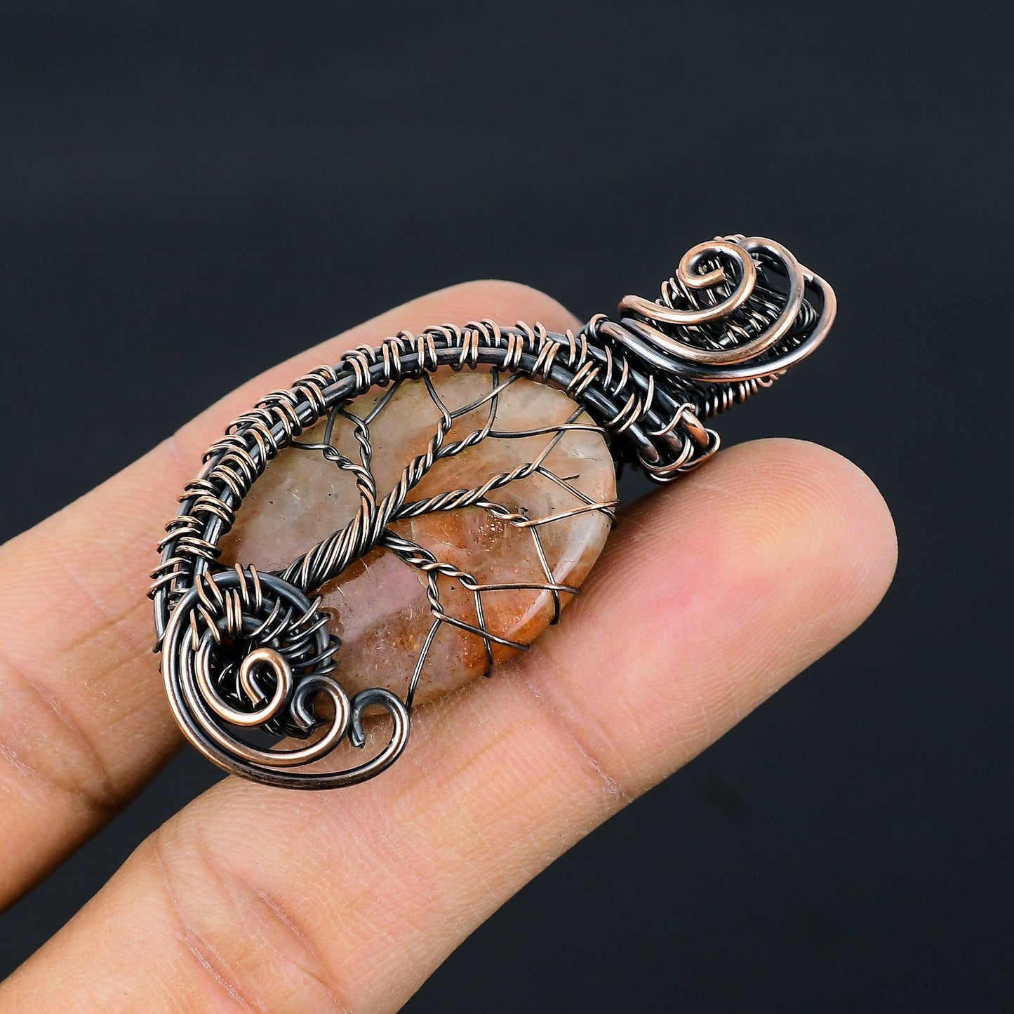Copper Sunstone Gemstone Pendant