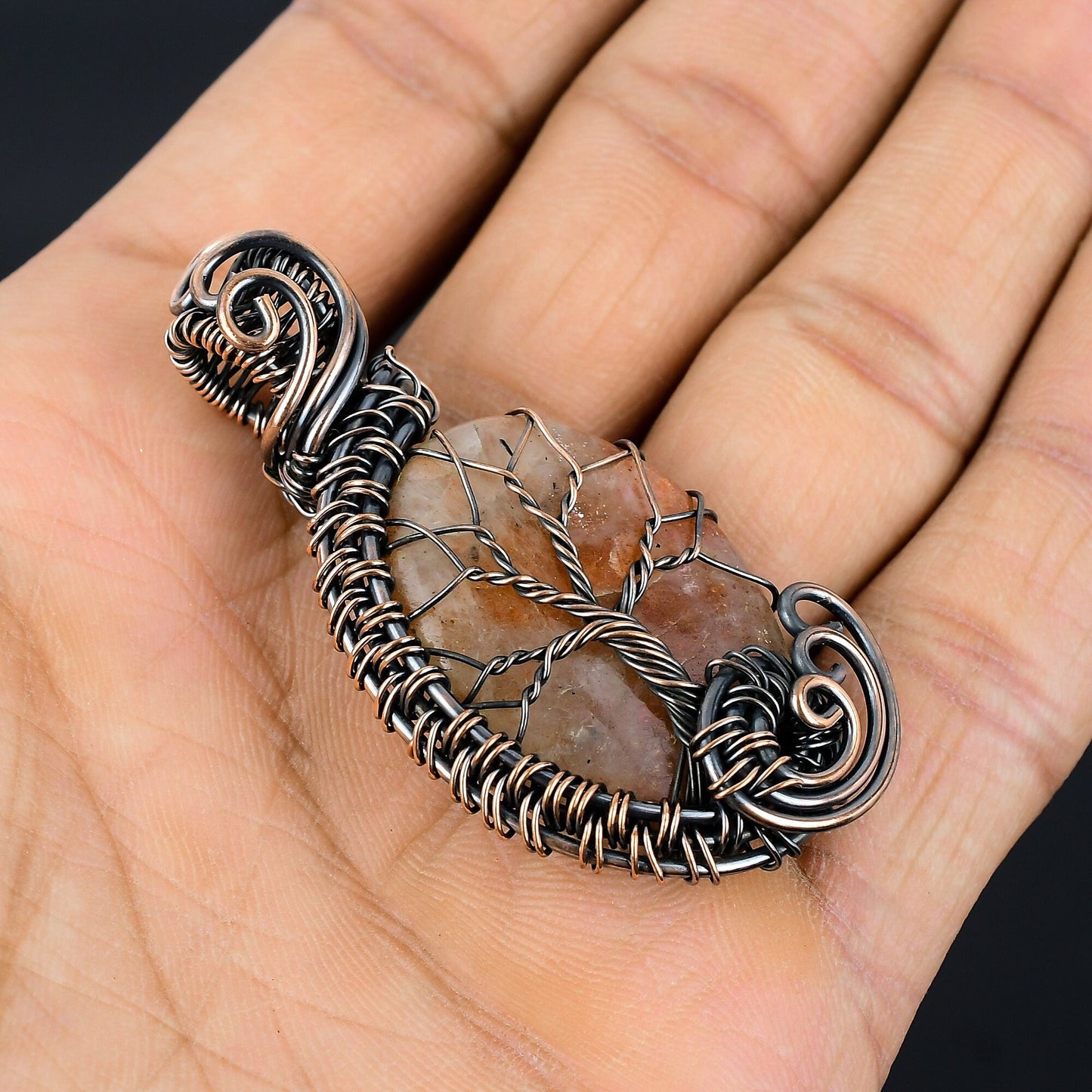 Copper Sunstone Gemstone Pendant
