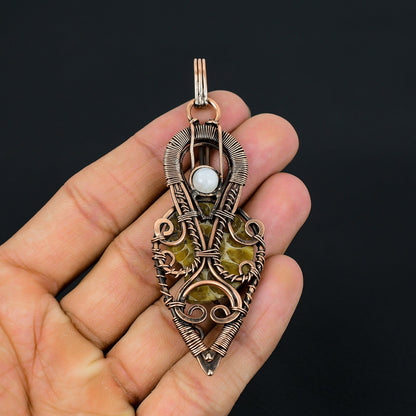 Copper Ammonite Fossil Gemstone Pendant