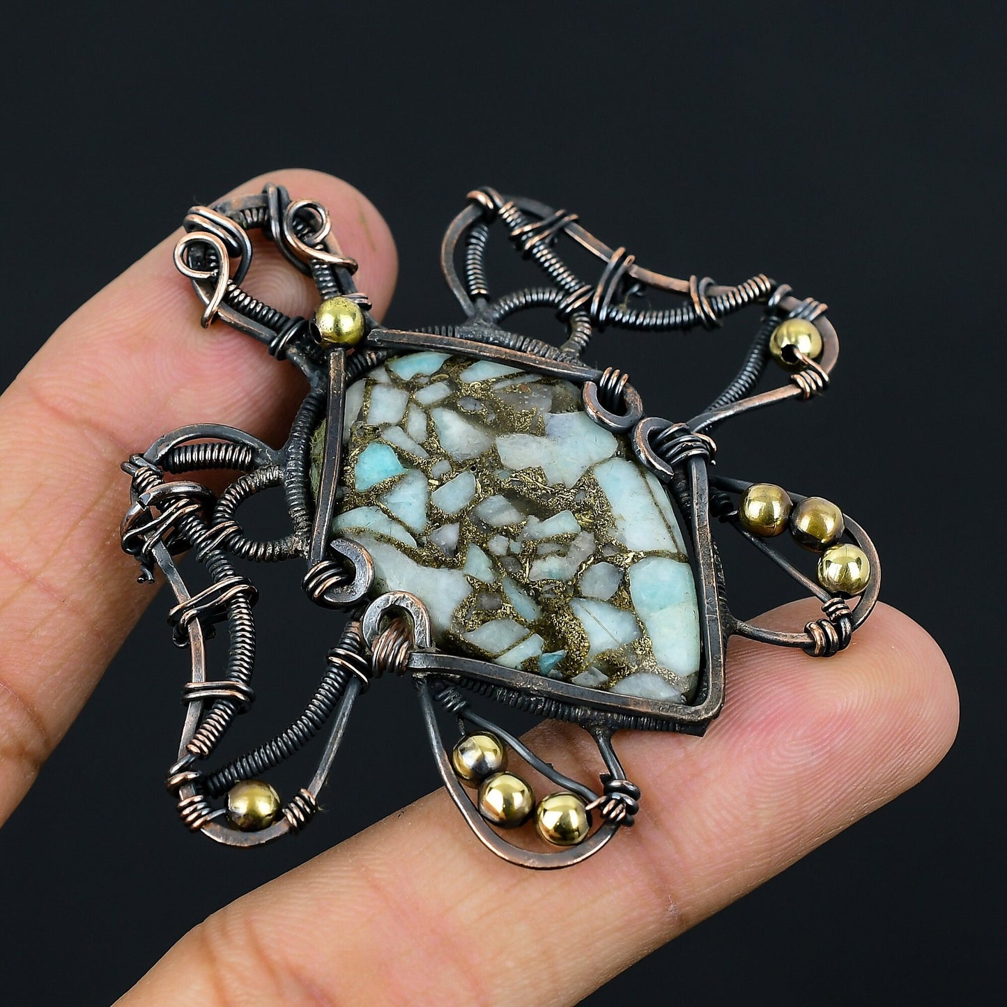 Copper Larimar Gemstone Pendant