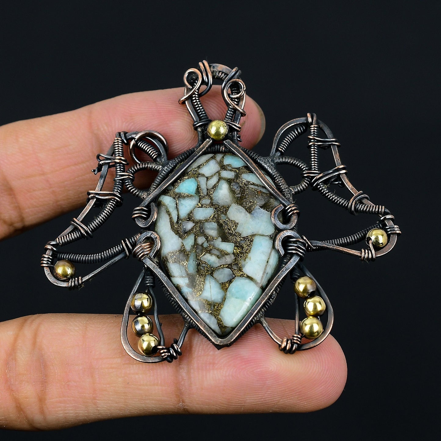 Copper Larimar Gemstone Pendant