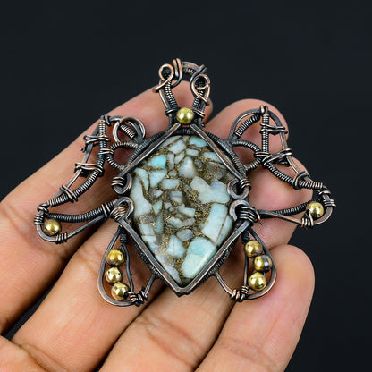 Copper Larimar Gemstone Pendant