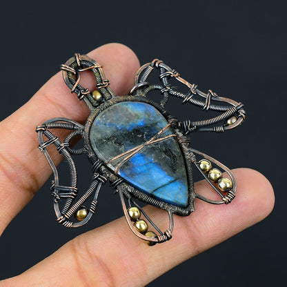 Blue-Green Labradorite Gemstone Pendant