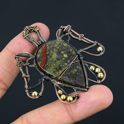 Red-Green Dragon Blood Gemstone Turtle Pendant