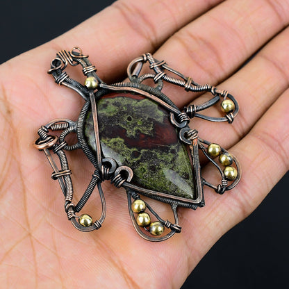 Red-Green Dragon Blood Gemstone Turtle Pendant
