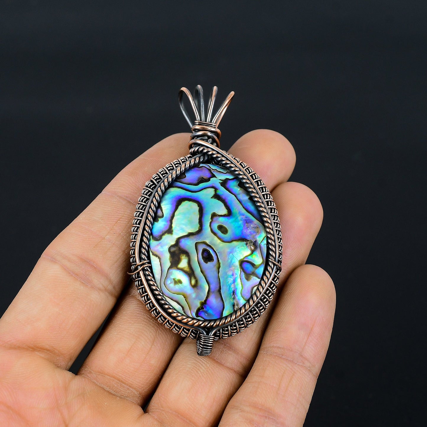Copper Abalone Gemstone Pendant