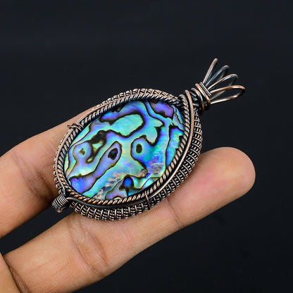 Copper Abalone Gemstone Pendant