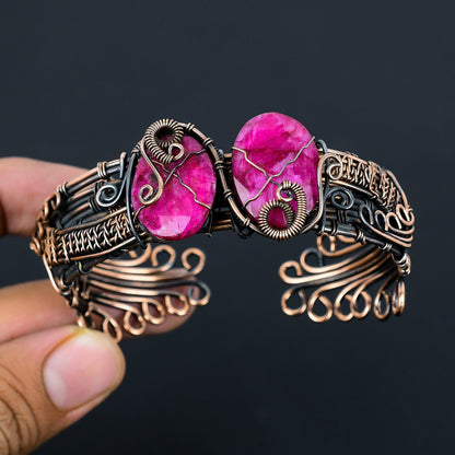 Red Ruby Gemstone Copper Cuff Bracelet
