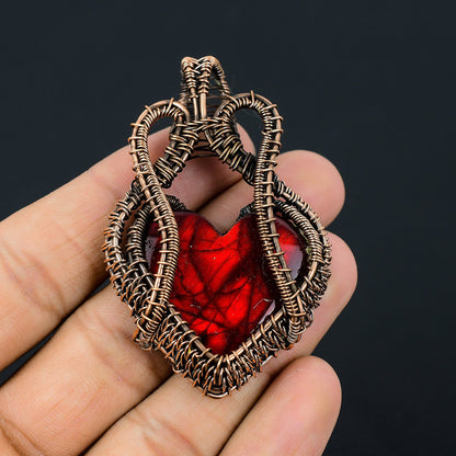 Red Flash Labradorite Gemstone Pendant
