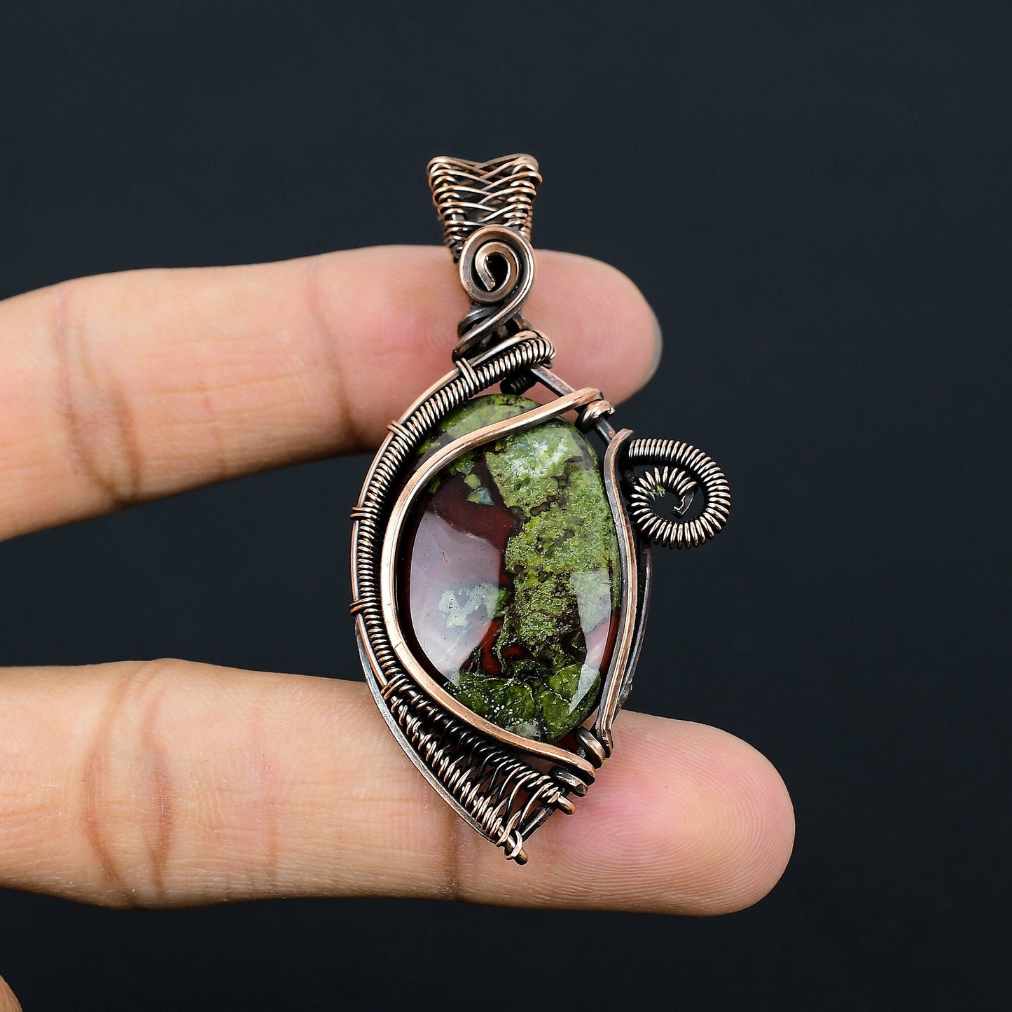 Green Red Dragon Blood Jasper Gemstone Pendant