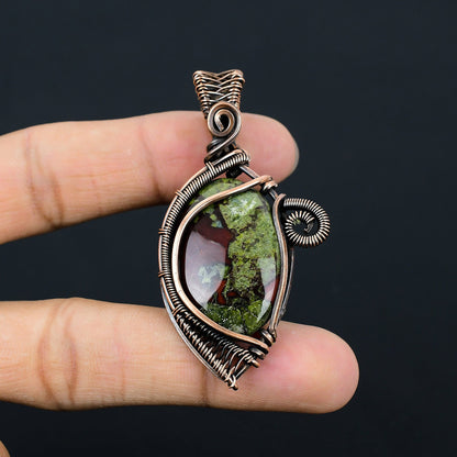 Green Red Dragon Blood Jasper Gemstone Pendant