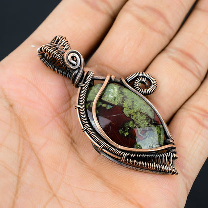 Green Red Dragon Blood Jasper Gemstone Pendant