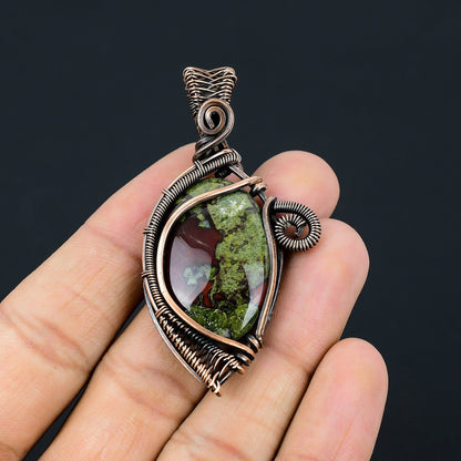 Green Red Dragon Blood Jasper Gemstone Pendant