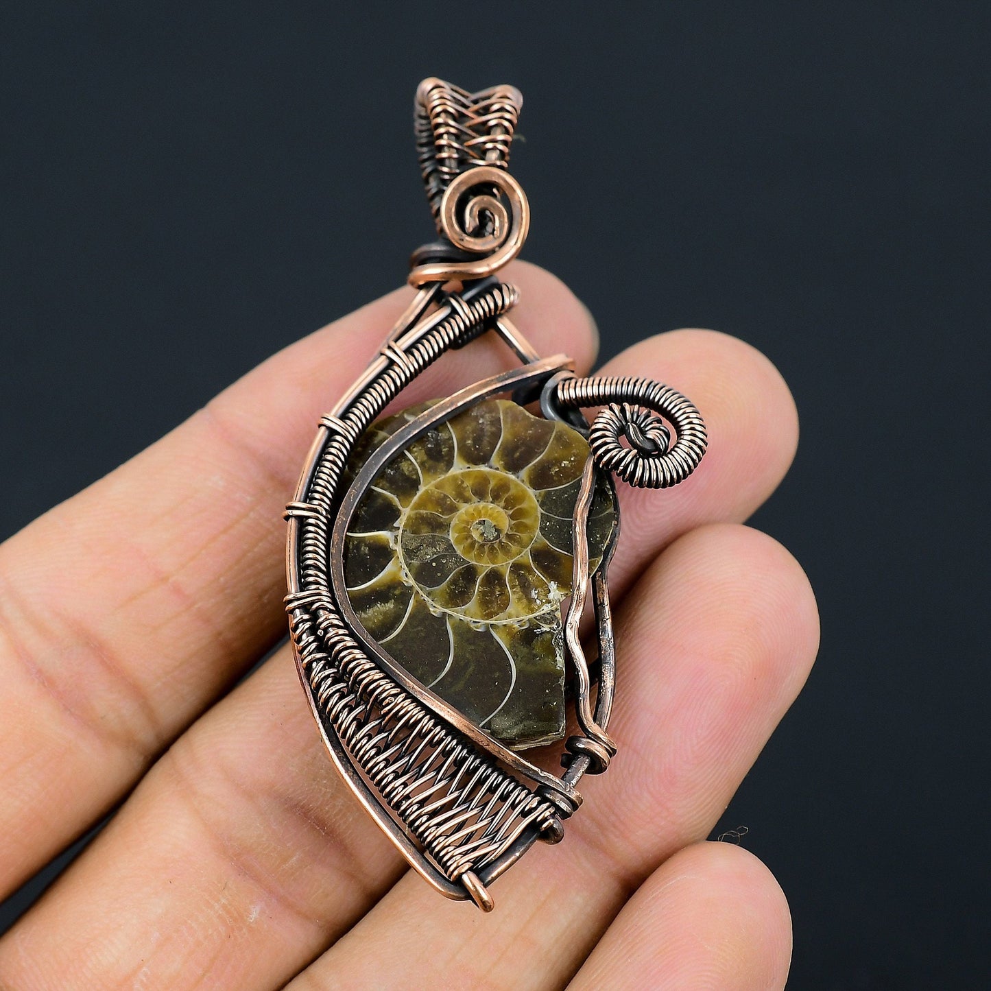 Brown Ammonite Gemstone Pendant