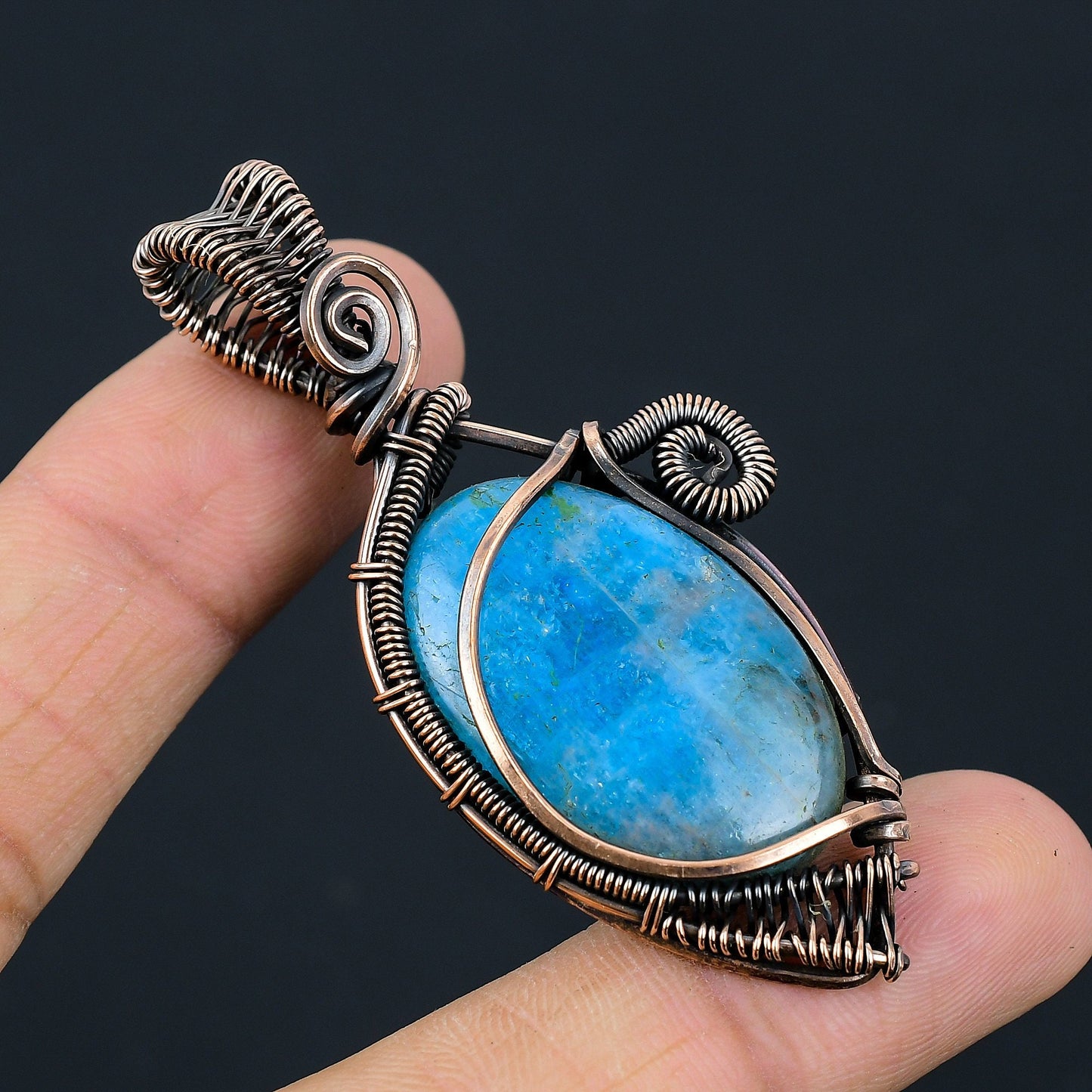 Neon Blue Apatite Gemstone Pendant