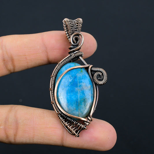 Neon Blue Apatite Gemstone Pendant