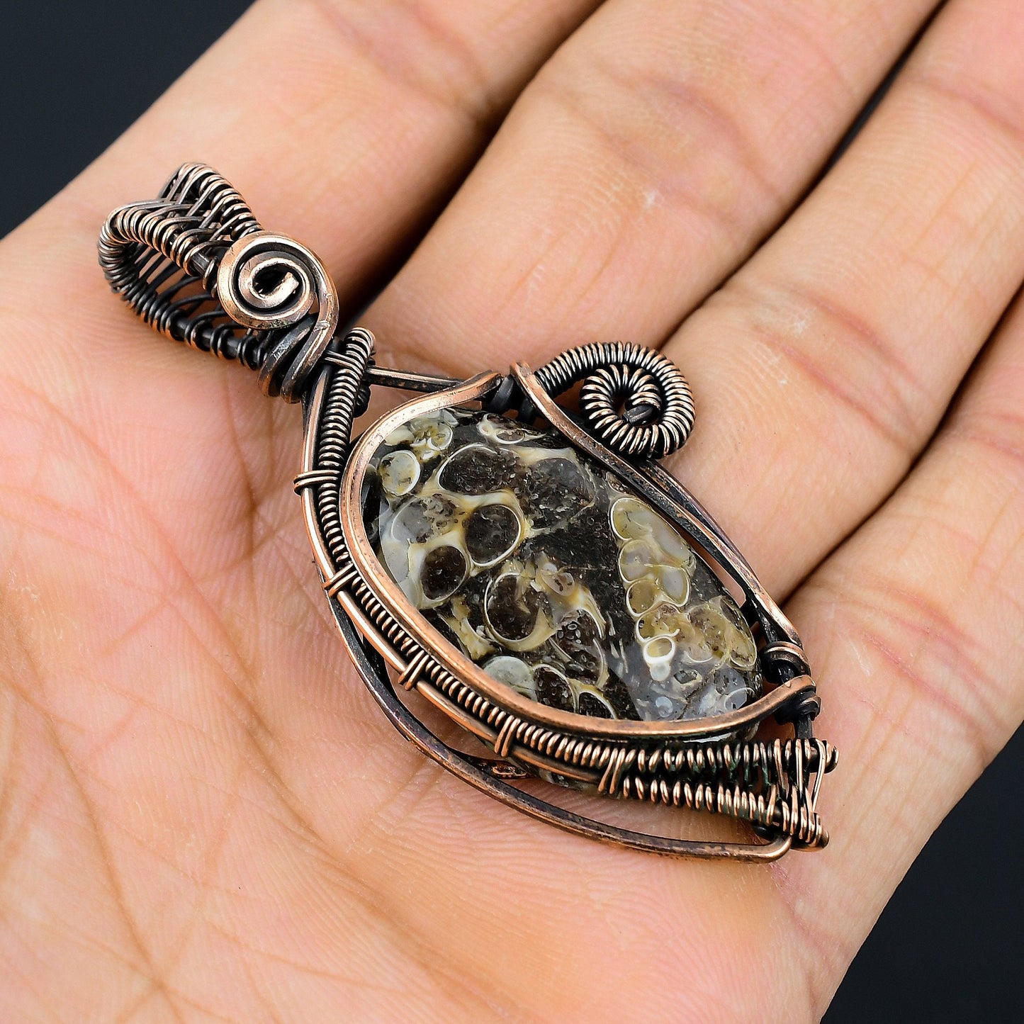Brown Turritella Agate Gemstone Pendant