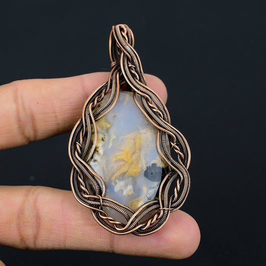 Golden Brown Tiger Dendrite Gemstone Pendant