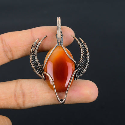 Orange Carnelian Gemstone Bull Pendant