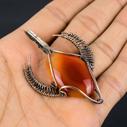 Orange Carnelian Gemstone Bull Pendant