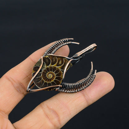 Copper Ammonite Gemstone Pendant