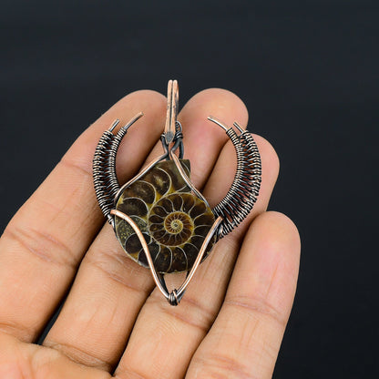 Copper Ammonite Gemstone Pendant