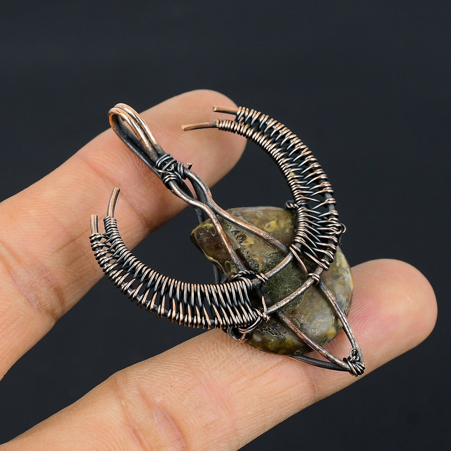 Copper Ammonite Gemstone Pendant