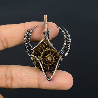 Copper Ammonite Gemstone Pendant