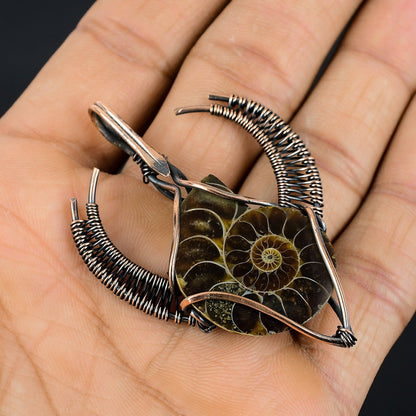 Copper Ammonite Gemstone Pendant