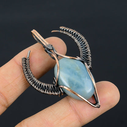 Aquamarine Blue Gemstone Bull Face Pendant