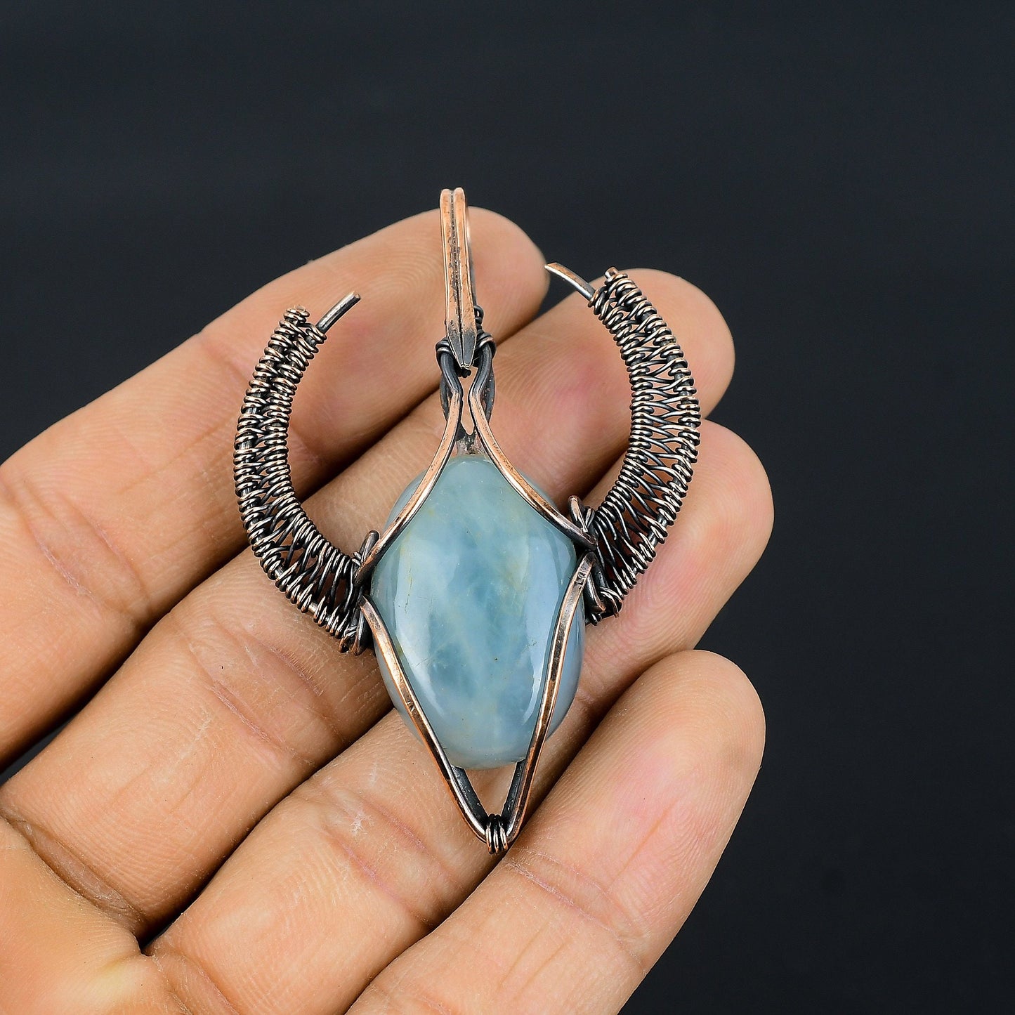 Aquamarine Blue Gemstone Bull Face Pendant