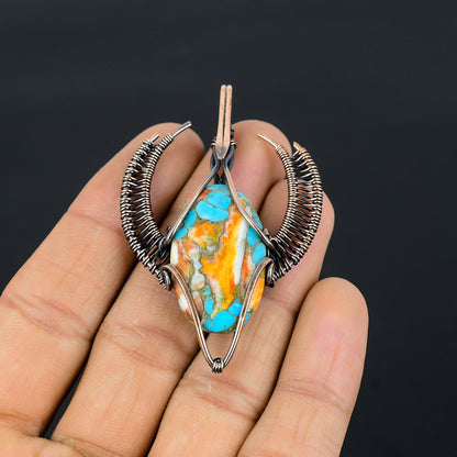 Orange Spiny Oyster Gemstone Pendant