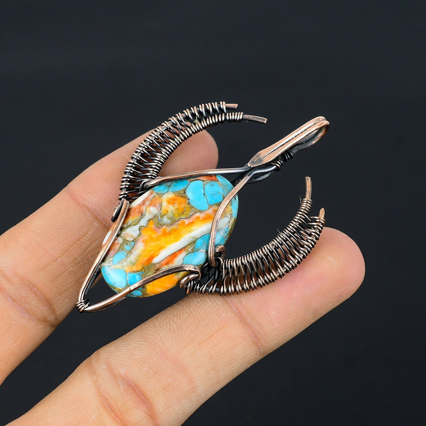 Orange Spiny Oyster Gemstone Pendant