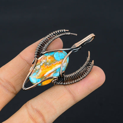 Orange Spiny Oyster Gemstone Pendant