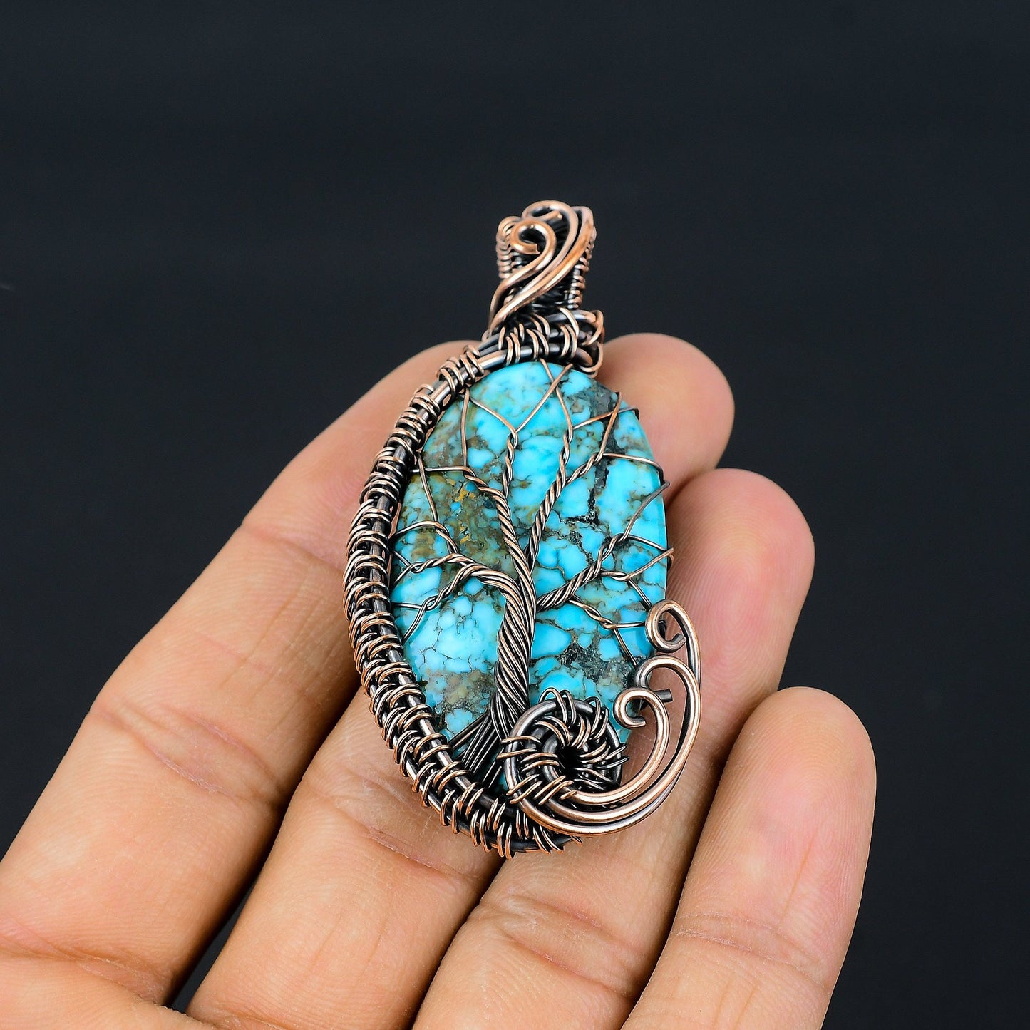 Turquoise Gemstone Tree of Life Pendant